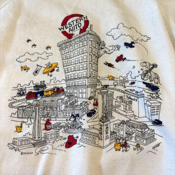 Vintage 90s Kansas City Sweatshirt Hanes USA Tag XL Fits M Double Sided Graphic - Picture 5 of 15